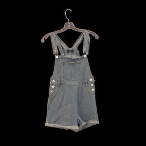Blue Denim Overalls Shorts Shortalls M Side Buttons Pockets Summer Gardening